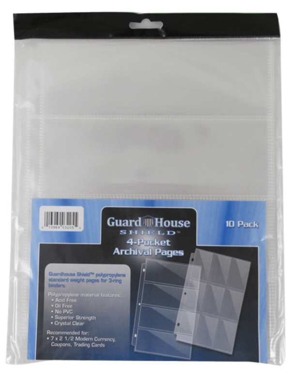 Guardhouse Shield 4 Pocket Archival (10 pack) Polypropylene Pages CV