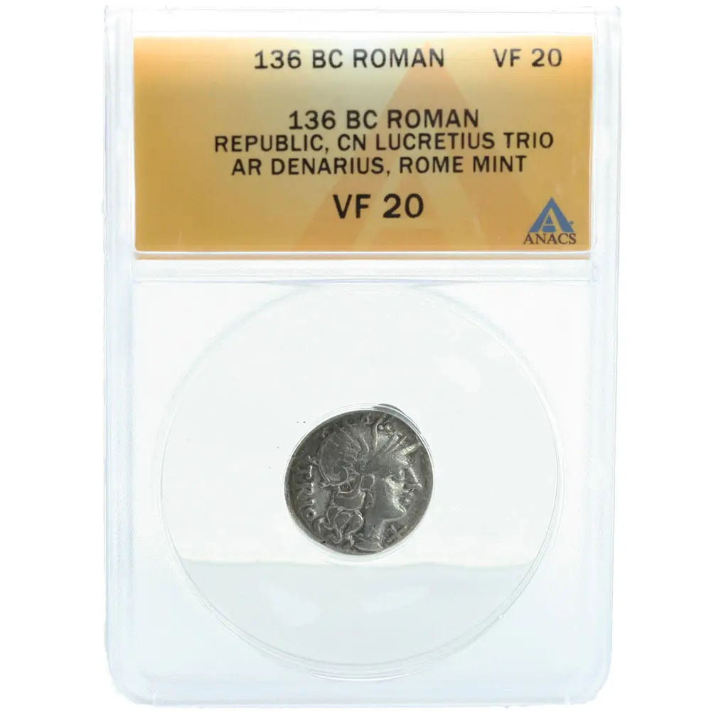 136 BC Ancient Roman Republic, CN Lucretius Trio