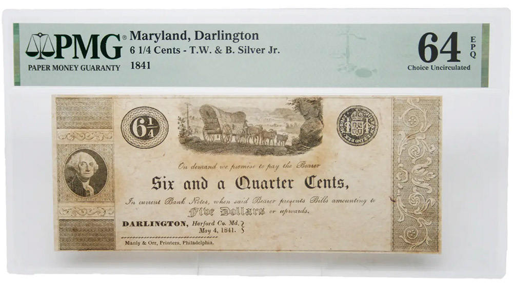 1841 $6 1/4 Darlington-MD (T. W. & B. Silver Jr.)