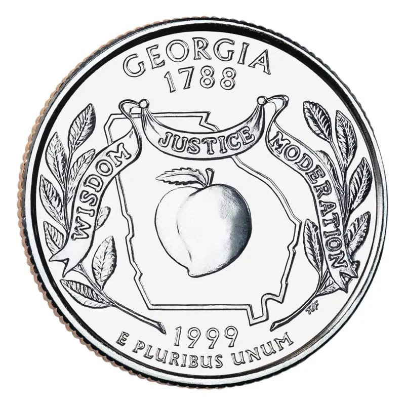 1999 New Georgia Quarter - Uncirculated Reverse | Collectible coin from the 50 State Quarters series | Explore the unique design and historical significance