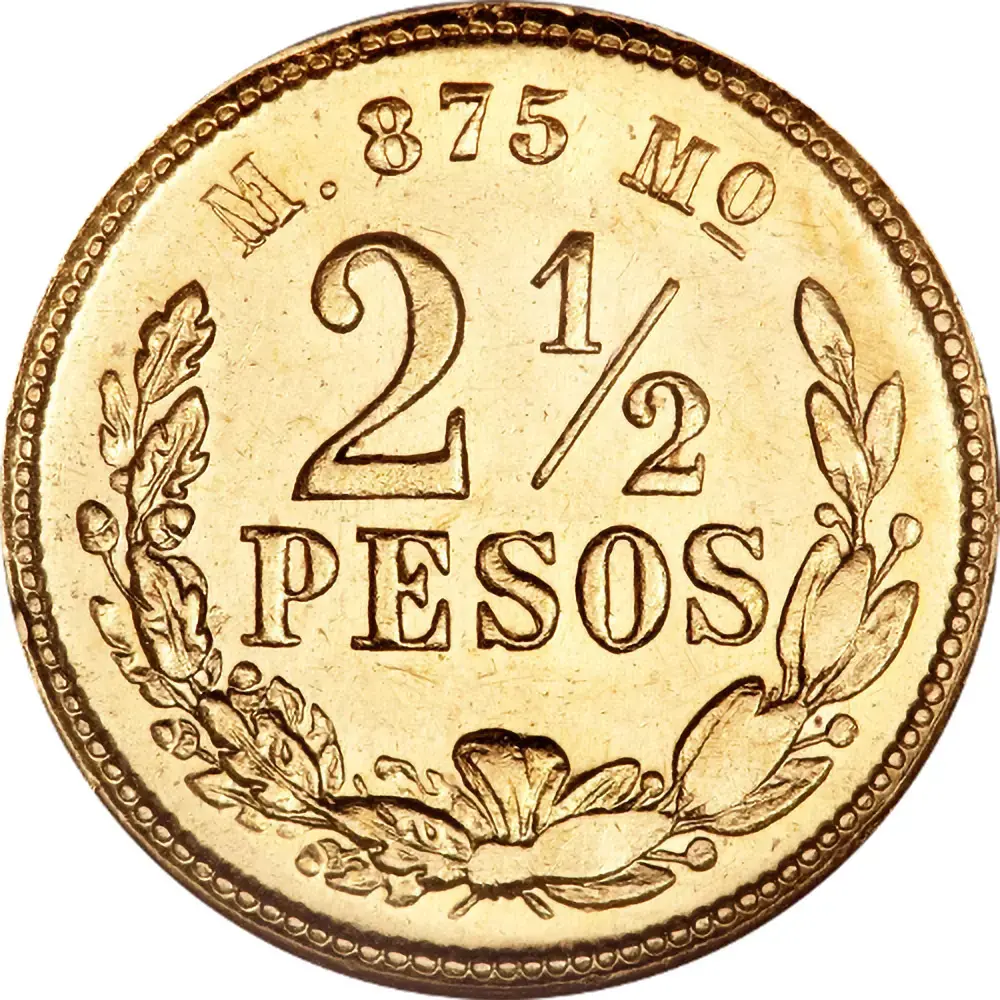 Dos Y Medio Pesos Mexico Gold (Year Varies) AU-BU - Image 2