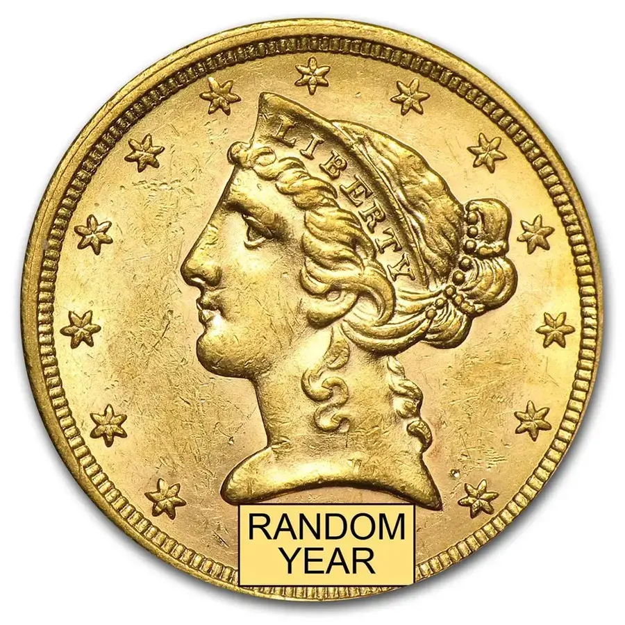 $5 Gold Liberty Head- Half Eagle XF or Better (Random Year)