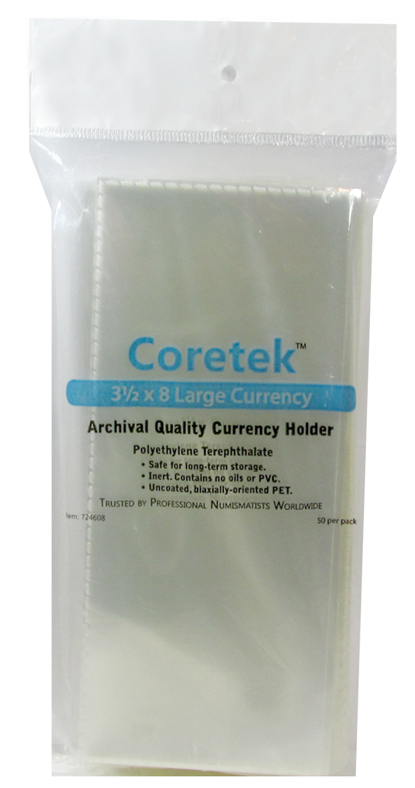 Coretek Large Currency Holder 8 x 3 1/2- 50 pack