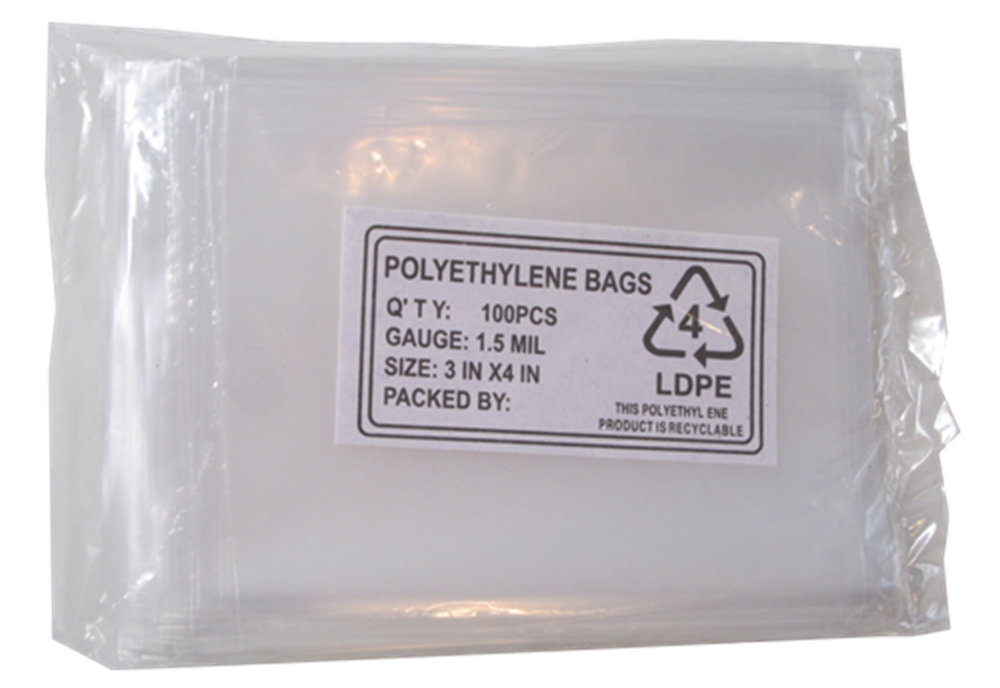 Poly Bags - 100 per pack (3 x 4)