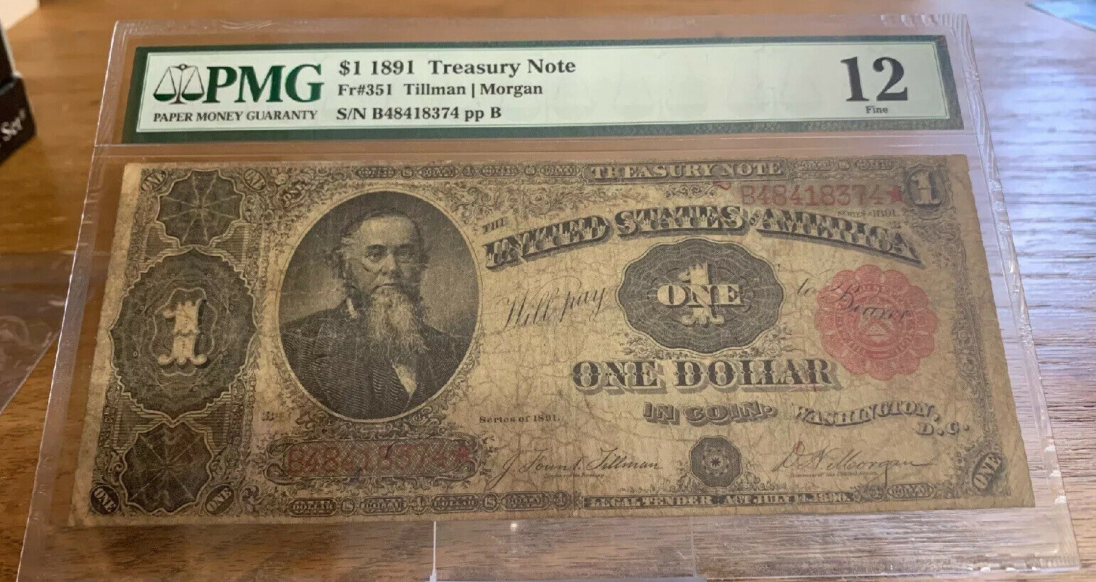 1891 $1 Treasury Note Fr#351 PMG 12 Fine Tillman/Morgan AH - Chula ...