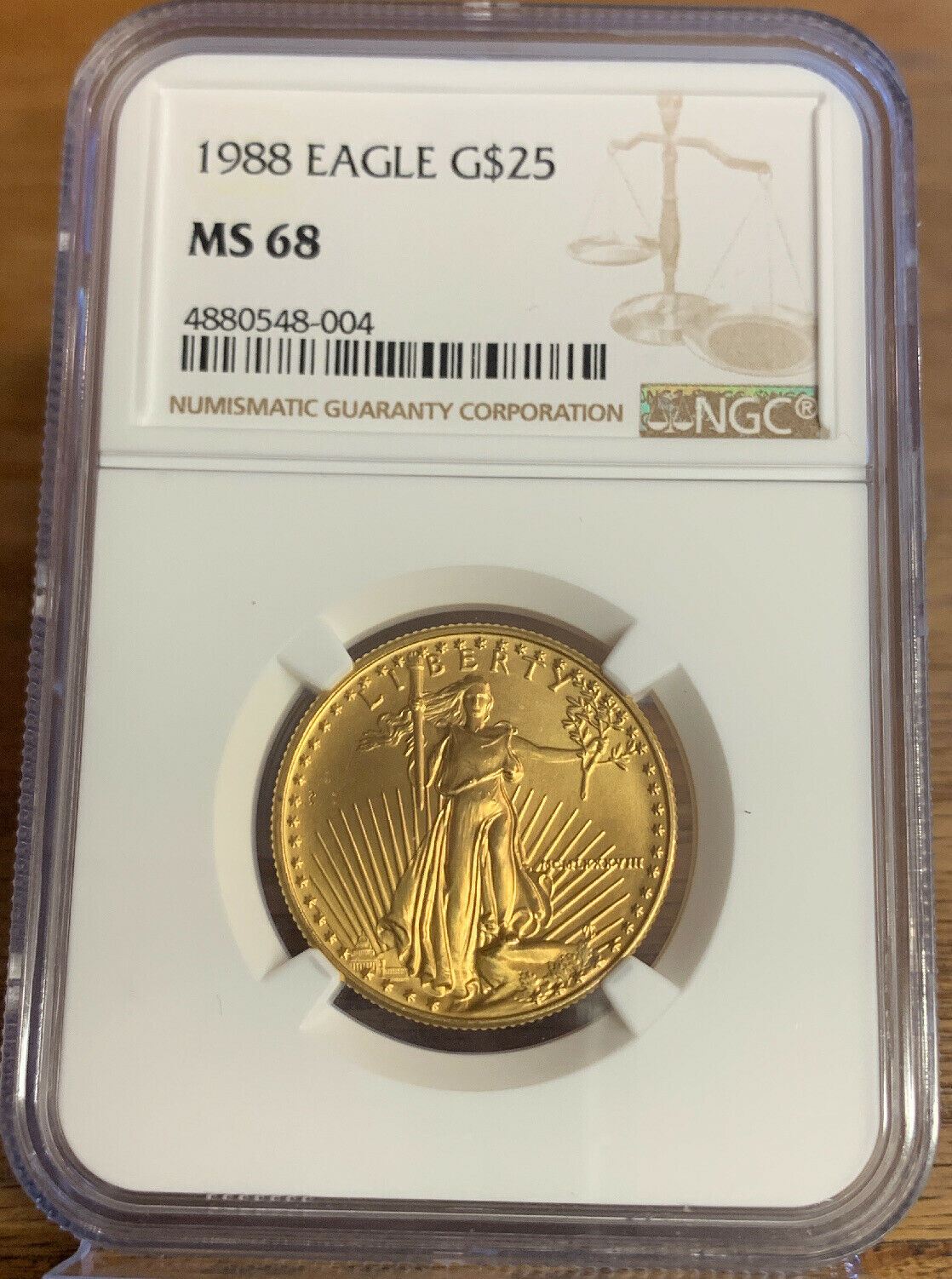 1988 Eagle G$25 NGC Grade MS 68 Gold Coin AH004 - Chula ...