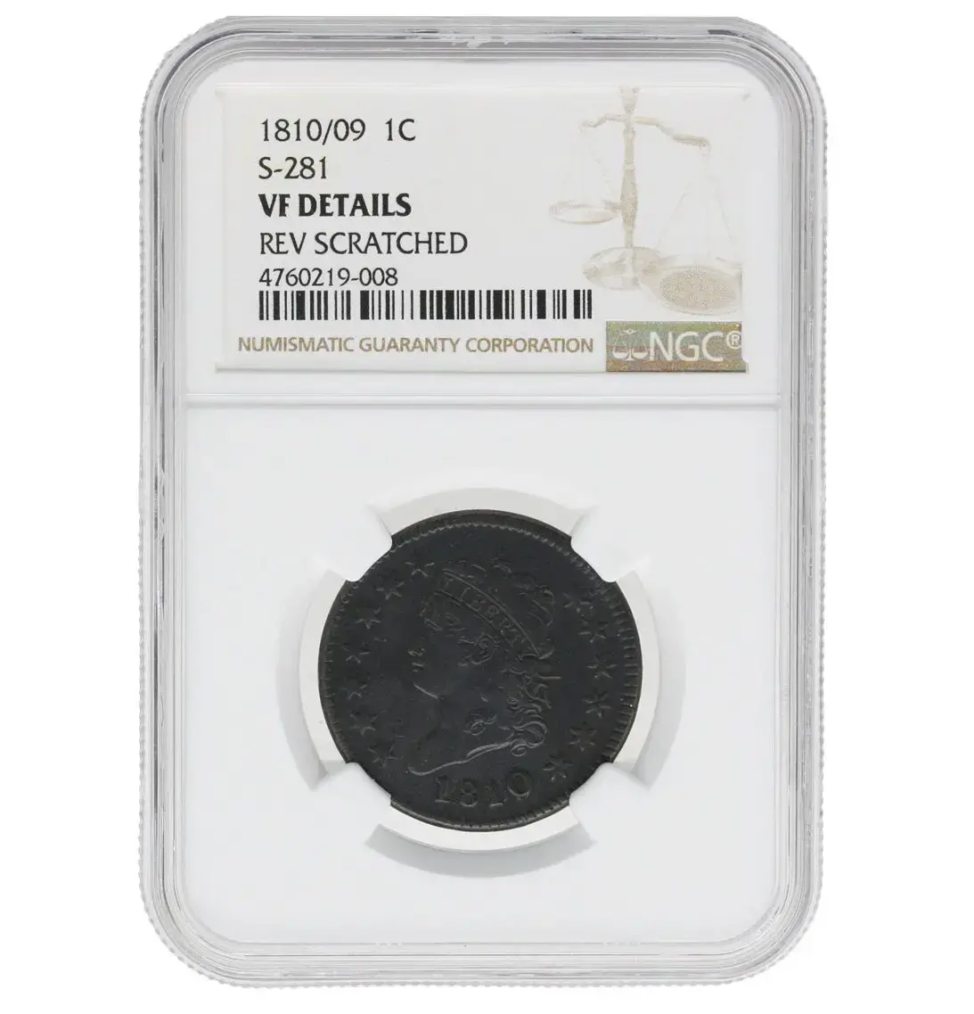 1810/09 Classic Head Large Cent S-281 NGC VF Details