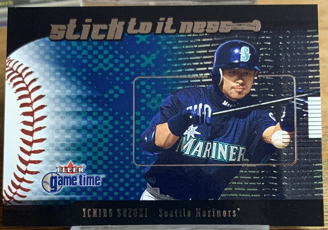 ICHIRO SUZUKI 2001 Fleer Gametime ROOKIE CARD Seattle Mariners Stick To