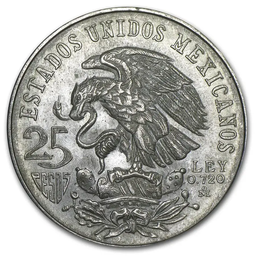 1968 Mexico Silver 25 Pesos Olympics (XF-AU) - Image 2