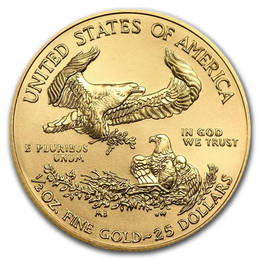 1/2 oz $25 American Gold Eagle (Random Year)- BU - Image 2