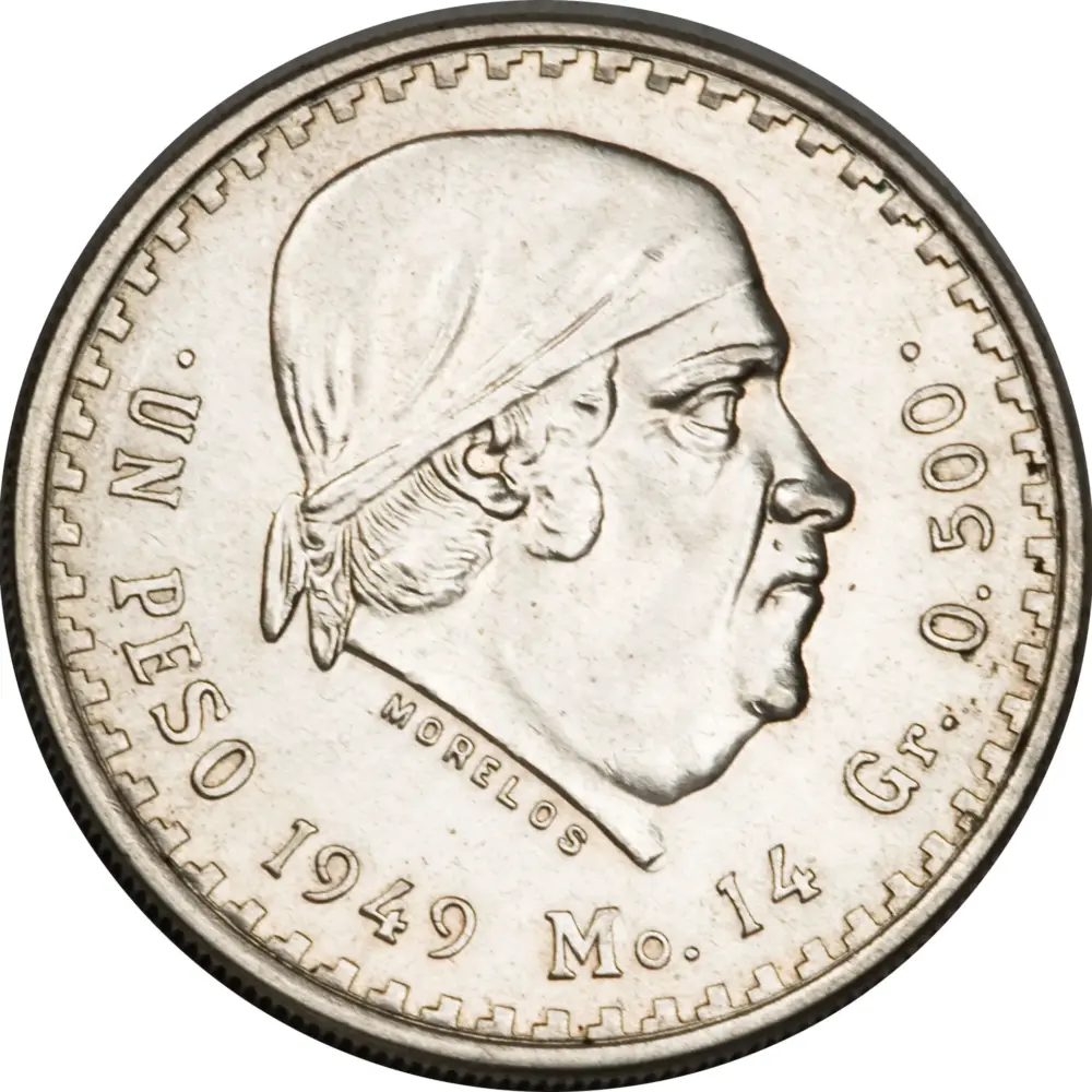 Mexico Silver 1 Peso Morelos (1947-1949) Avg Circ