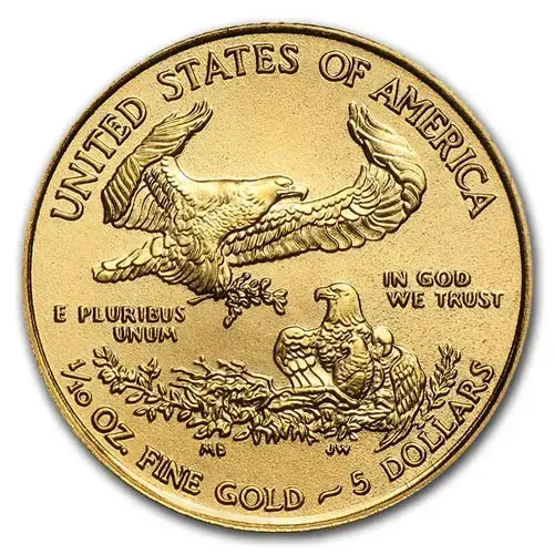 1/10 oz $5 American Gold Eagle (Random Year)- BU - Image 2