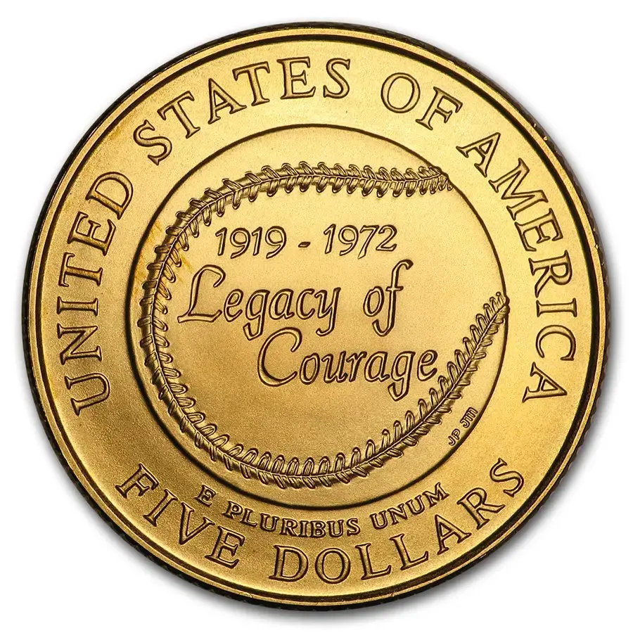 1997 Gold $5 Commem. Jackie Robinson UNC.(w/Box & COA) - Image 2