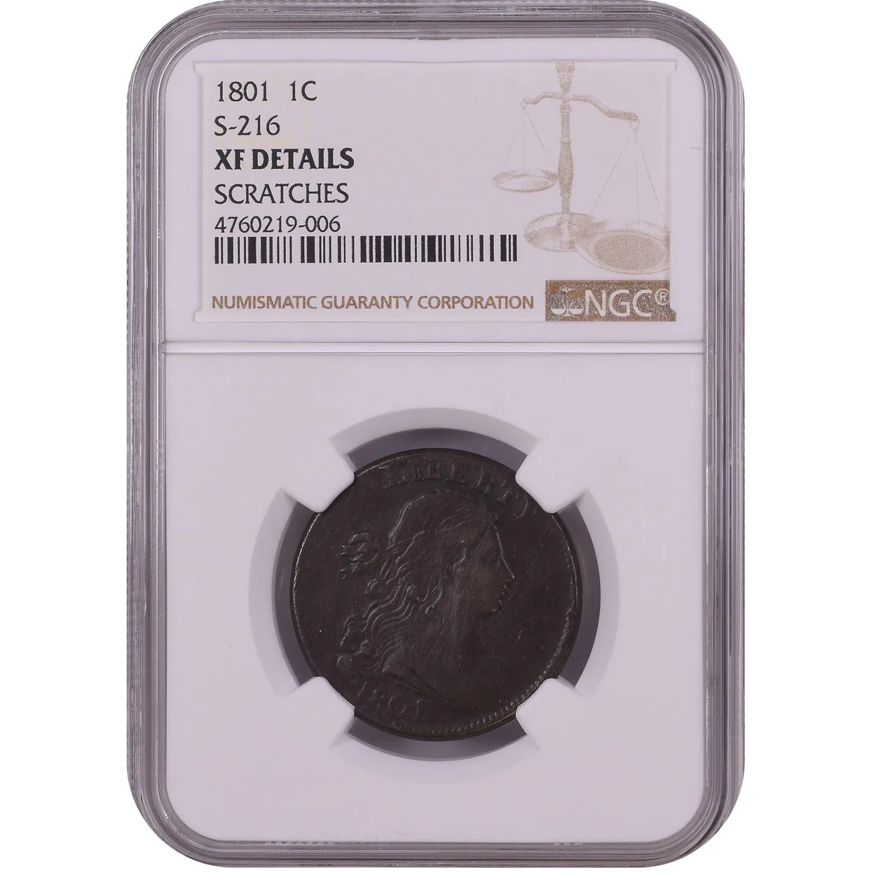 1801 Draped Bust Large Cent NGC XF Details