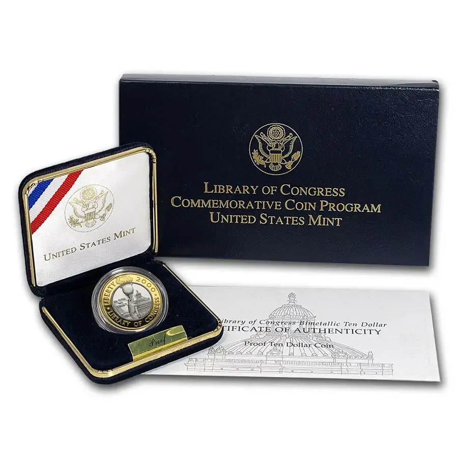 2000-W Gold/Platinum $10 Commem. Library of Congress - Image 3