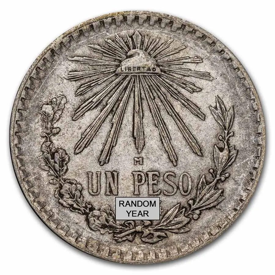 Silver Mexico 1 Peso Cap & Rays (1920-1945) Avg Circ