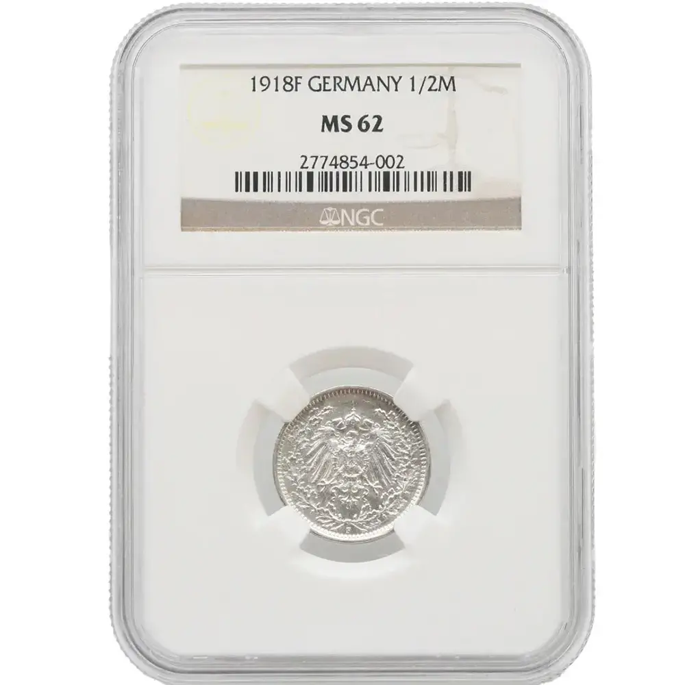 1918-F Germany 1/2 Mark NGC MS 62