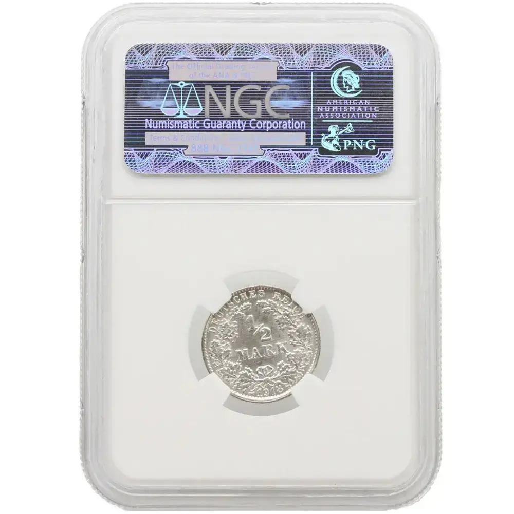 1918-F Germany 1/2 Mark NGC MS 62 - Image 2
