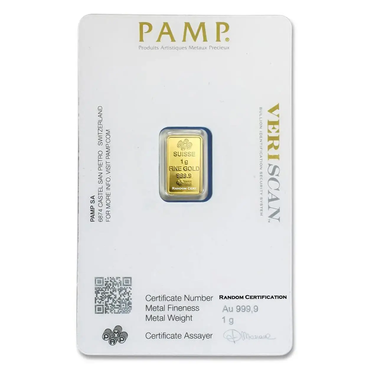 1 gram Gold Bar- PAMP (Veriscan) - Image 3
