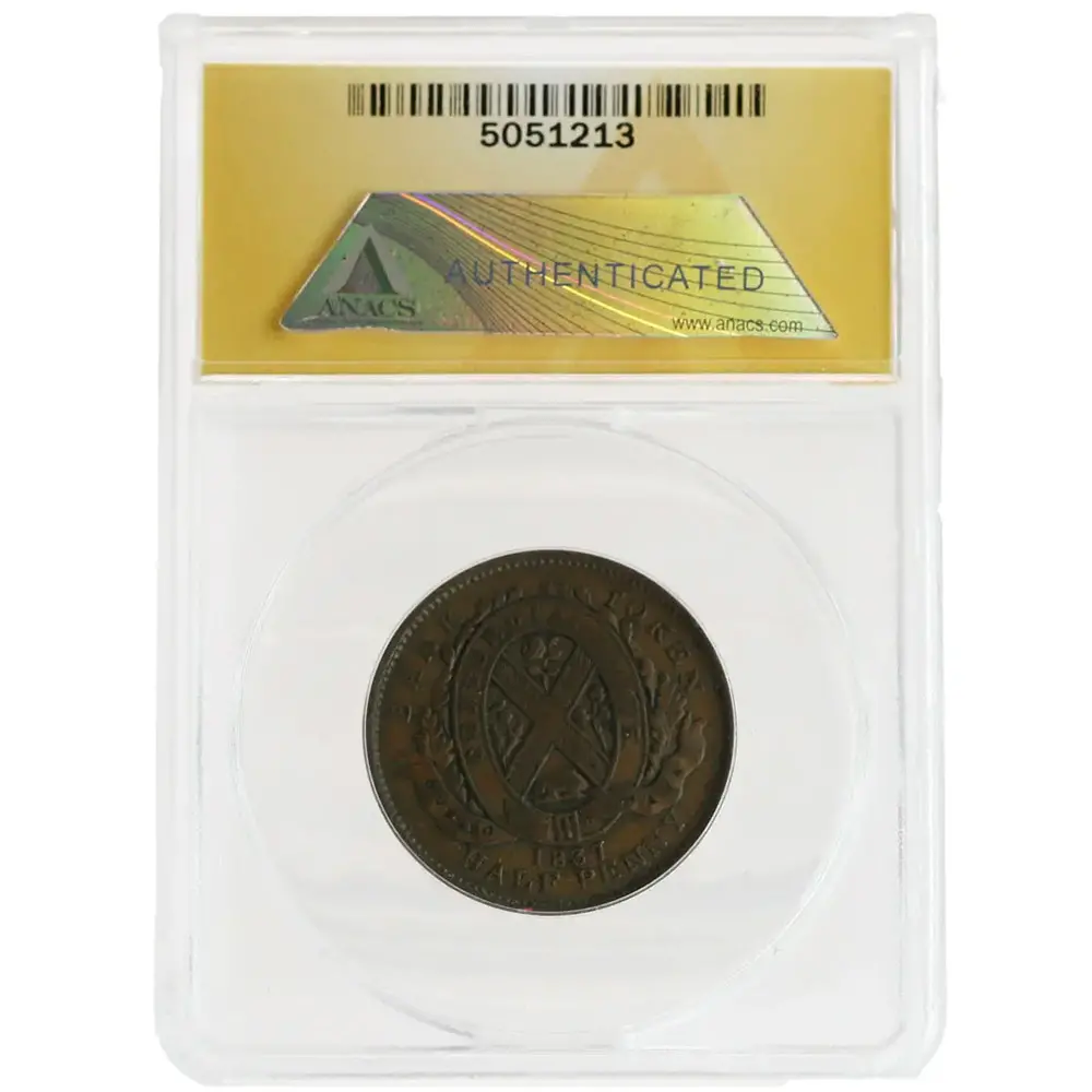 1837 Canadian Token Province Du Bas Habitant 1/2 Penny ANACS VF 20 - Image 2