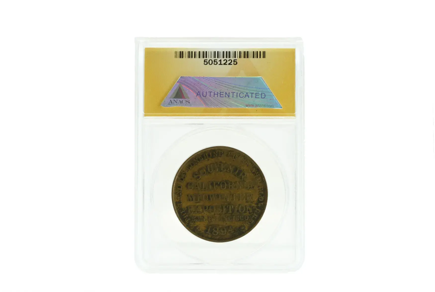 1894 Medal So-Called Dollar Eureka ANACS AU 50 Corroded - Image 2
