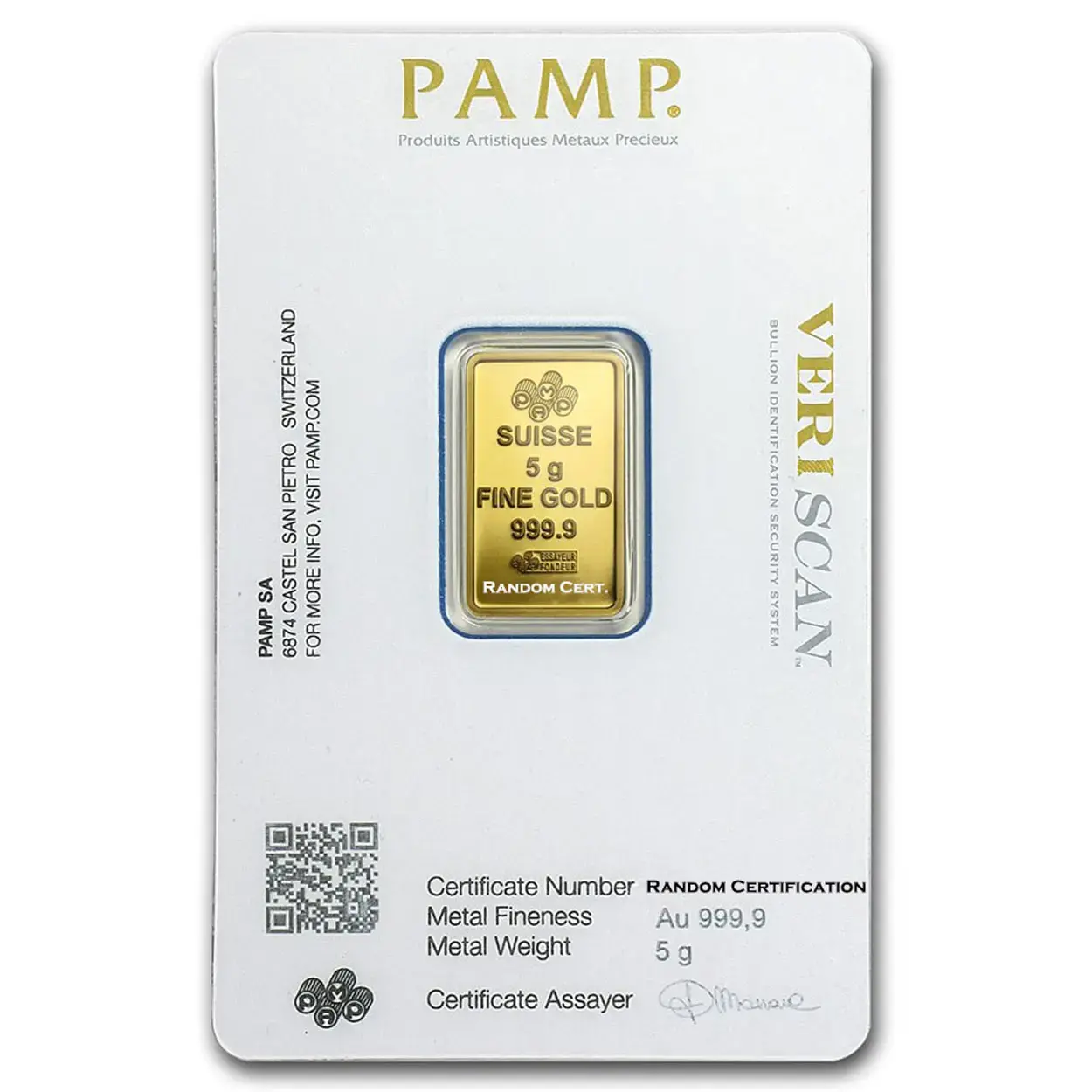 5 gram Gold Bar- PAMP (Veriscan) - Image 2