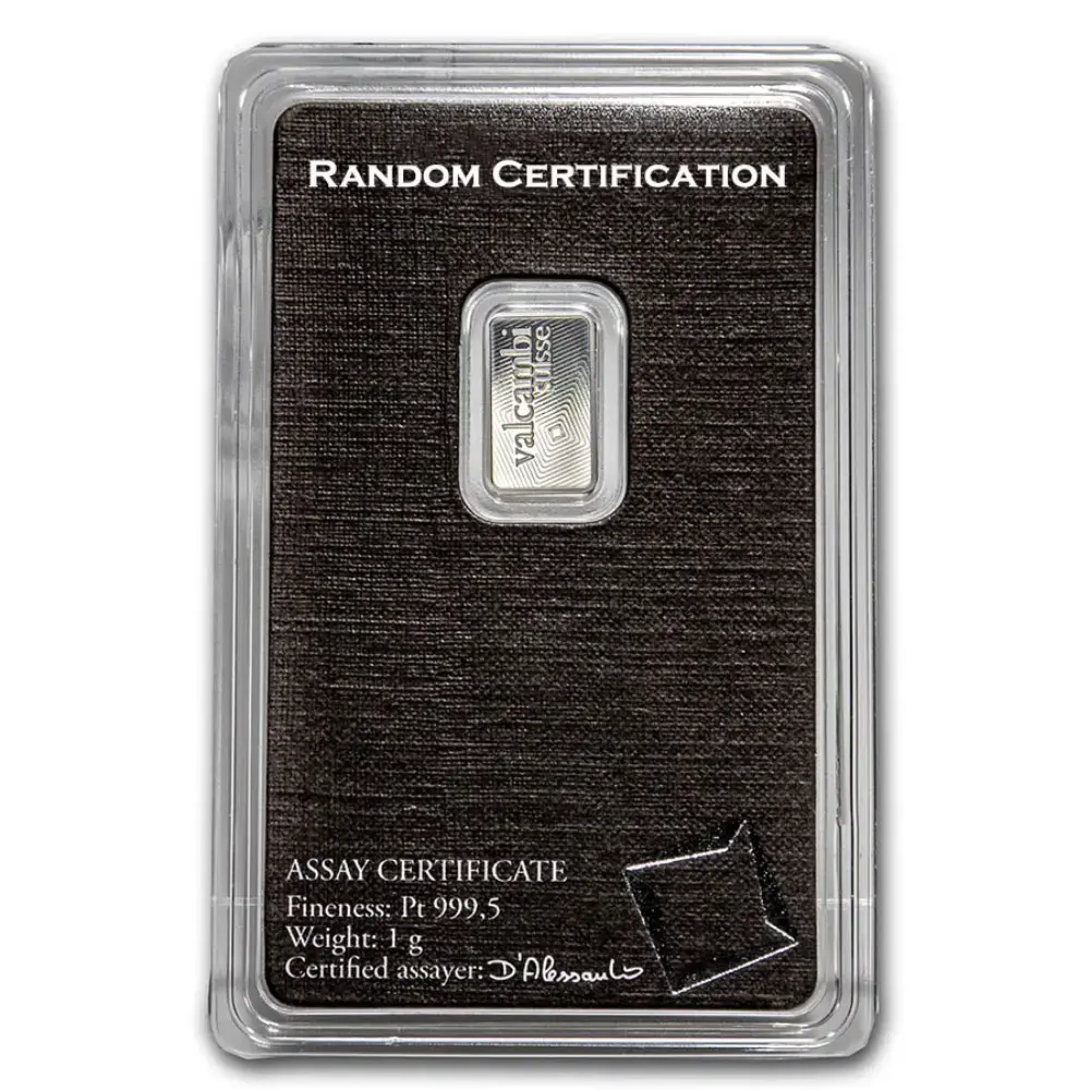 1 gram Platinum Bar Valcambi (In Assay) - Image 2