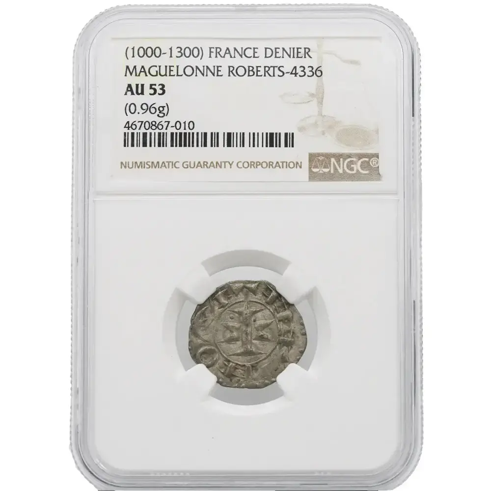 1000-1300 France Denier Maguelonne Roberts-4336 NGC AU 53