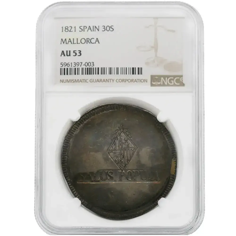 1821 Spain 30 Sous Mallorca NGC AU 53