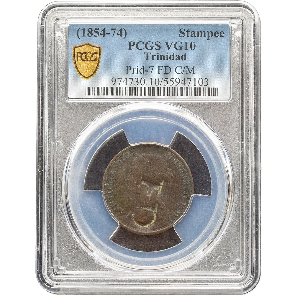(1854-74) Great Britain Trinidad Stampee Prid-7 FD C/M PCGS VG10
