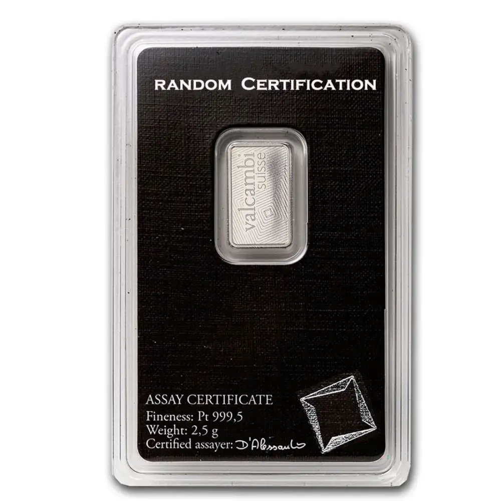 2.5 gram Platinum Bar Valcambi (In Assay) - Image 2