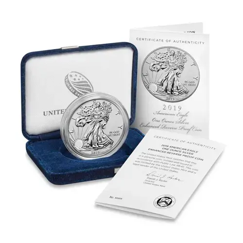 2019-S $1 American Silver Eagle Enhanced Reverse Proof Coin (w/Box & COA) - Image 4