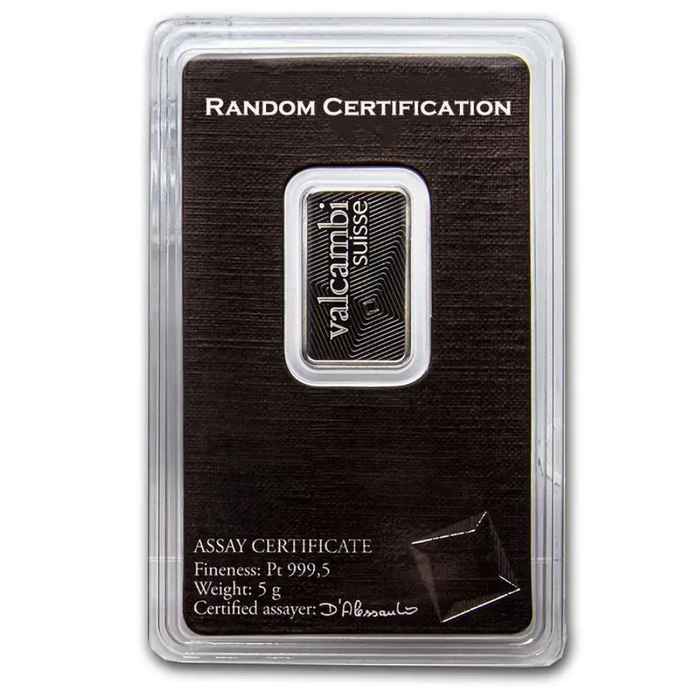 5 gram Platinum Bar Valcambi (In Assay) - Image 2
