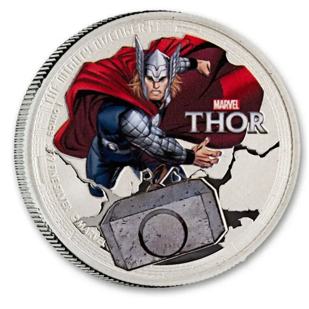 2014 $2 Niue Colorized Thor Marvel 1 oz. Silver Coin