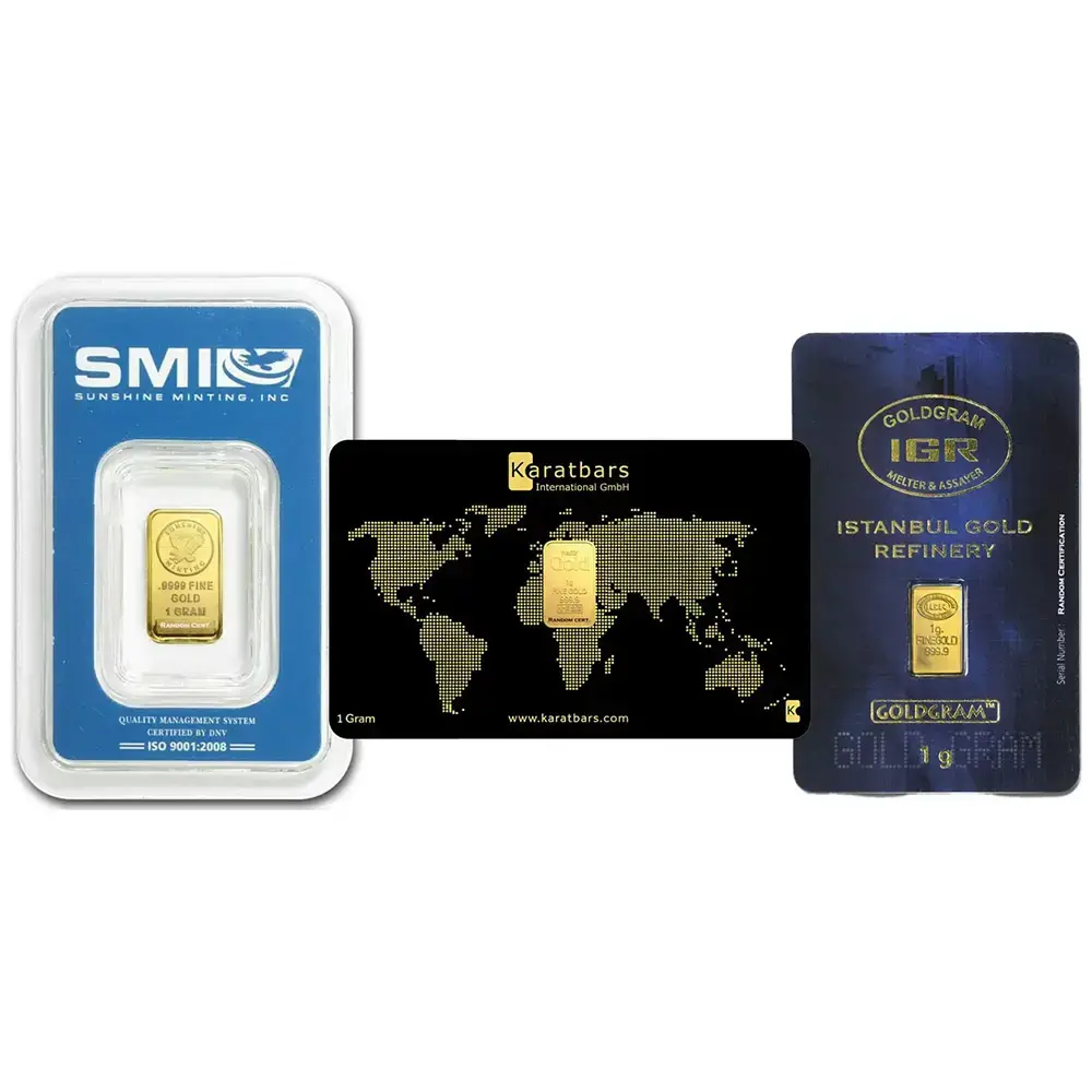 1 gram .9999 Gold Bar- Random Mint (In Assay)