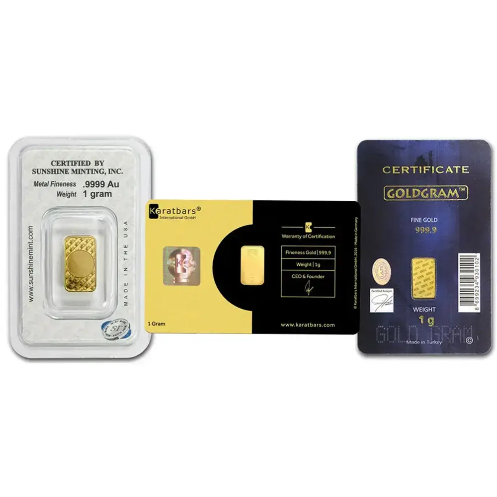 1 gram .9999 Gold Bar- Random Mint (In Assay) - Image 2