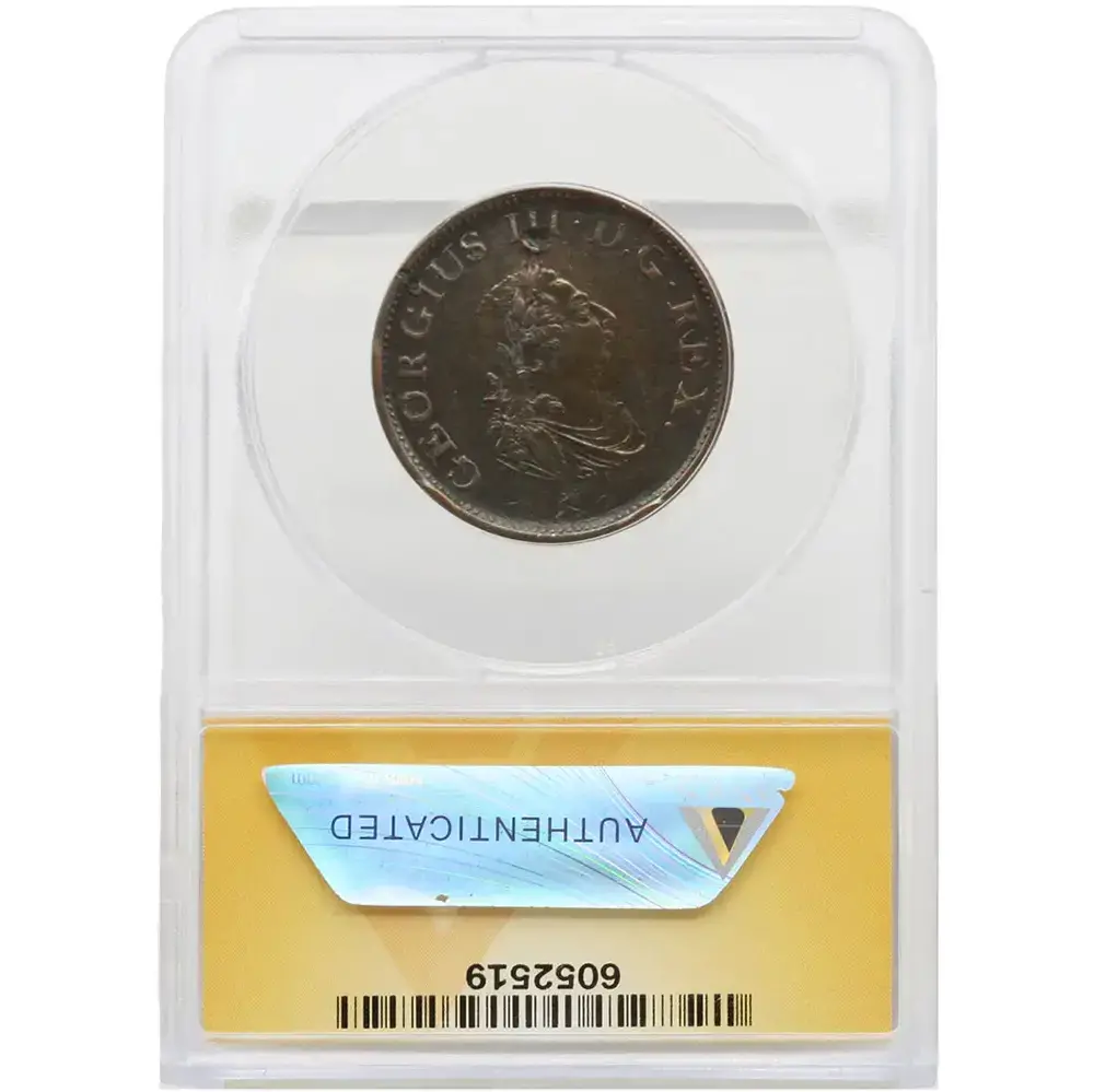 1805 Half Penny Ireland ANACS AU53 Dent Damaged Cleaned - Image 2