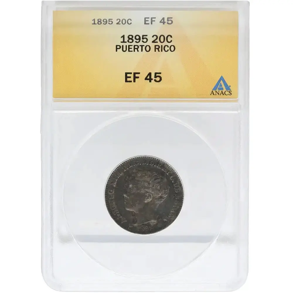 1895 Puerto Rico 20 Centavos ANACS EF 45