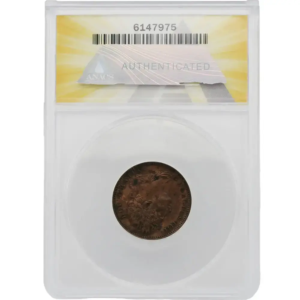 1825 Farthing Great Britain ANACS AU 53 Cleaned - Image 2