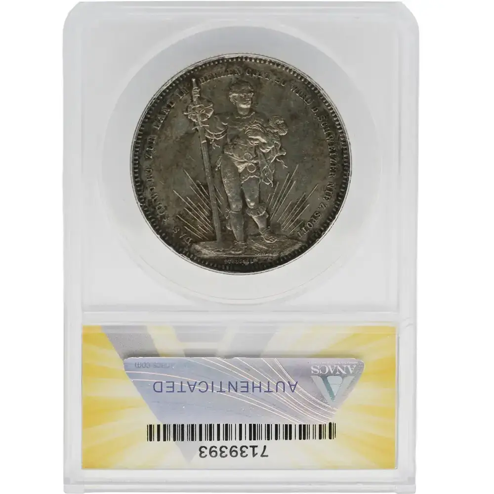 1879 5 Francs Swiss Shooting Fest ANACS AU 58 Cleaned - Image 2