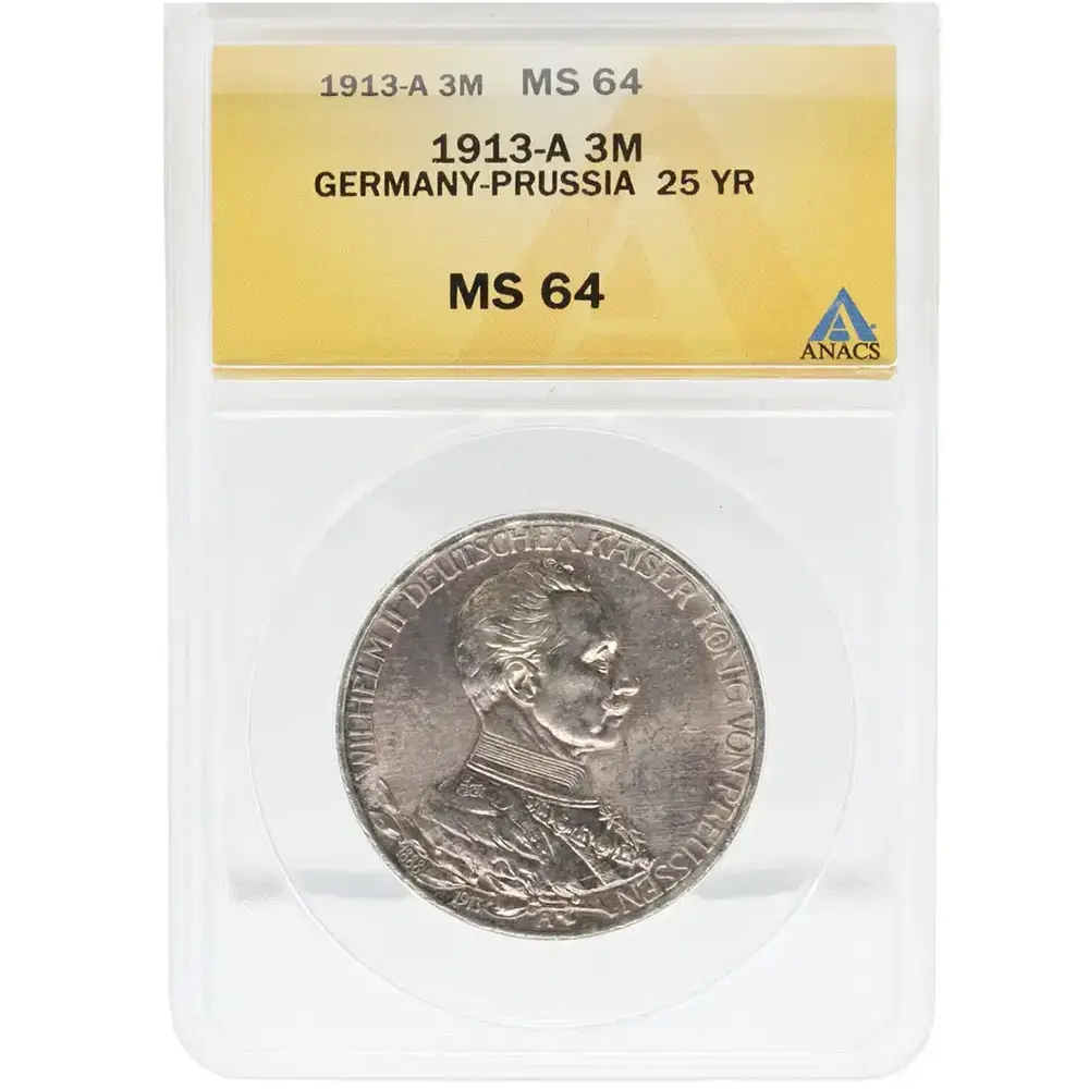 1913-A Germany/Prussia 3 Mark Commemorative ANACS MS 64