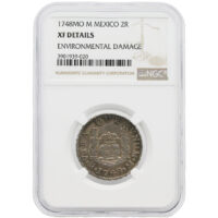1748-Mo|M Mexico 2 Reales NGC XF Details Damaged