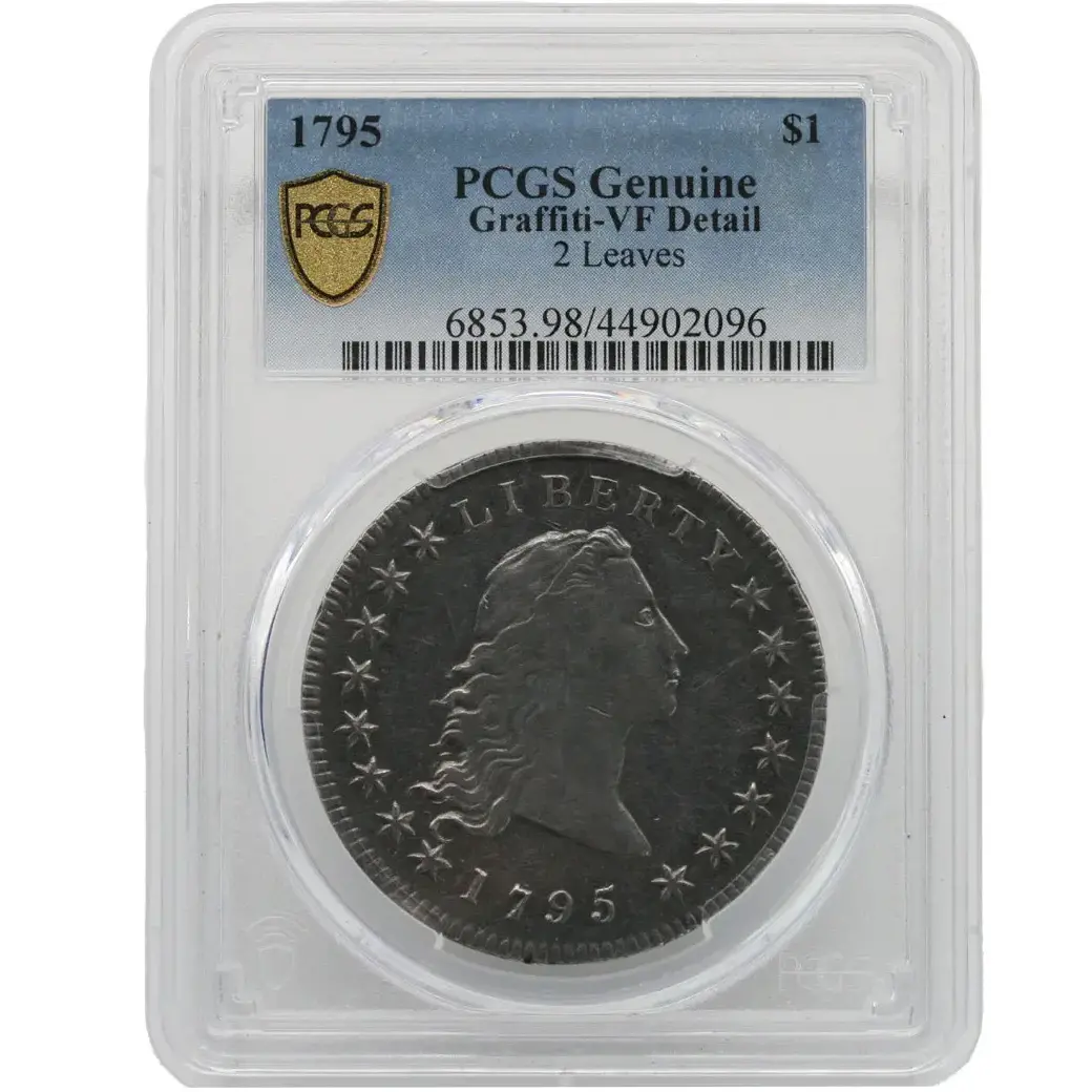 1795 Flowing Hair Silver Dollar 2 Leaves PCGS VF Detail