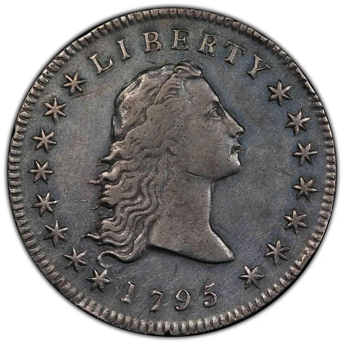 1795 Flowing Hair Silver Dollar 2 Leaves PCGS VF Detail