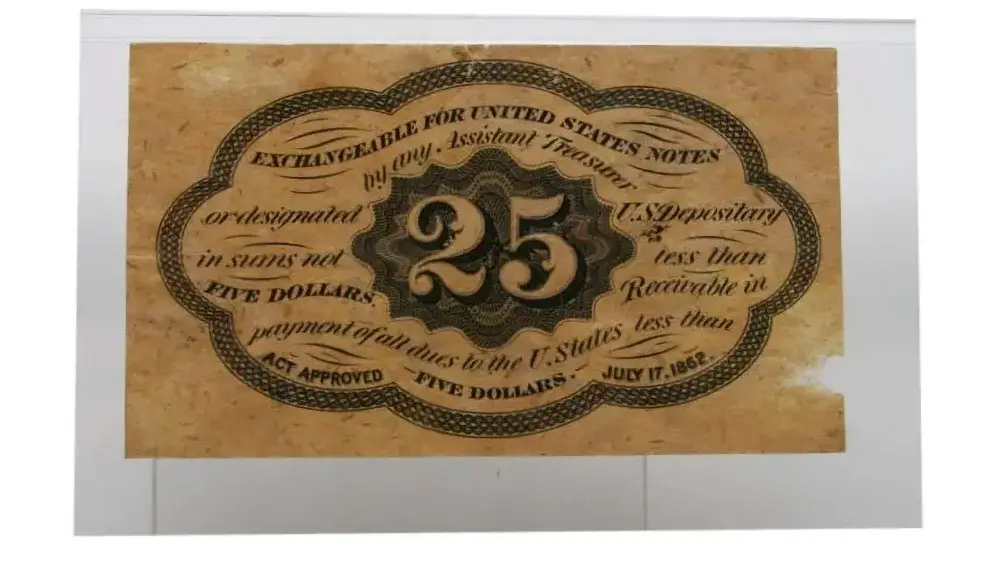 25 Cents Fractional Currency | Narrow Margins PMG AU 55 - Image 2