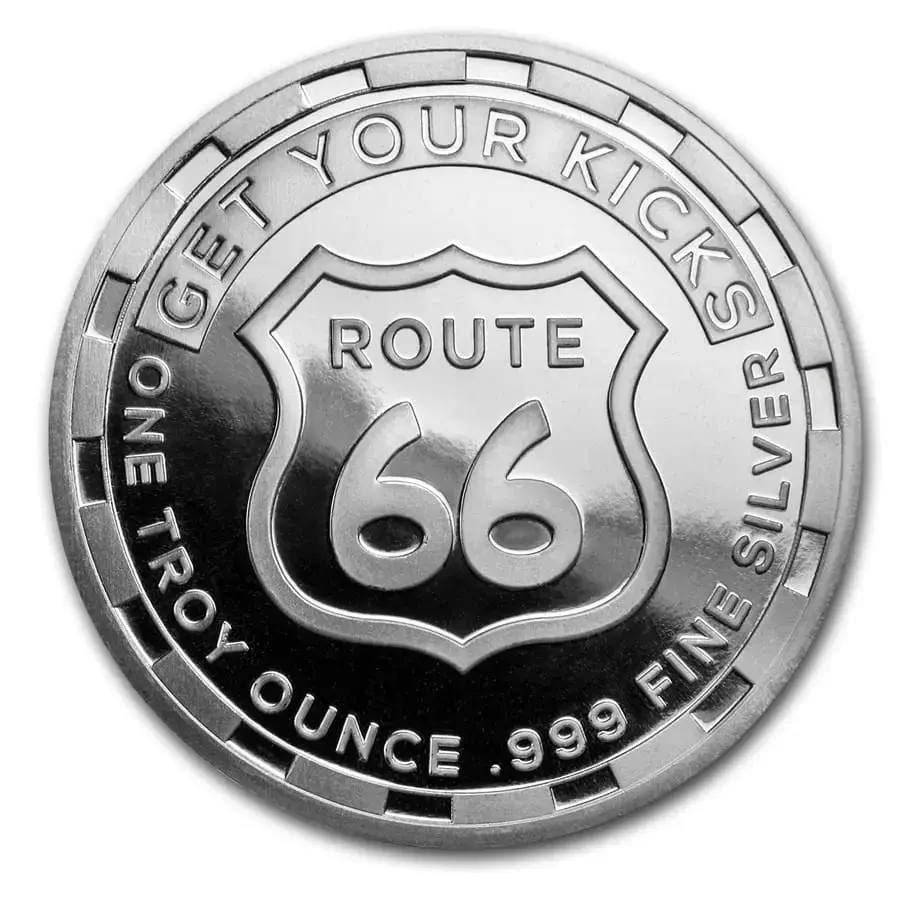 1 oz Silver Round - Get Your Kicks on Route 66 - Image 2