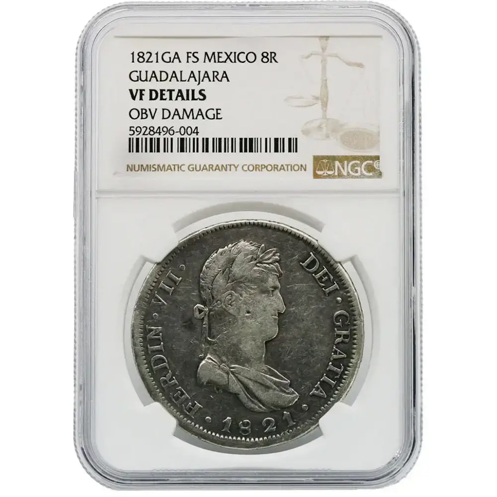 1821-GA|FS Mexico 8 Reales Guadalajara NGC VF Details