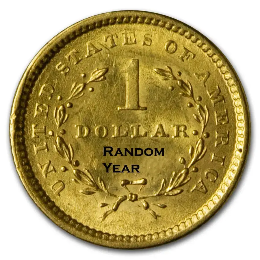 $1 Liberty Head Gold Dollar Type 1 AU (Random Year) - Image 2