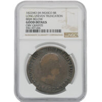 1822-MO|JM Mexico 8 Reales Long Truncation