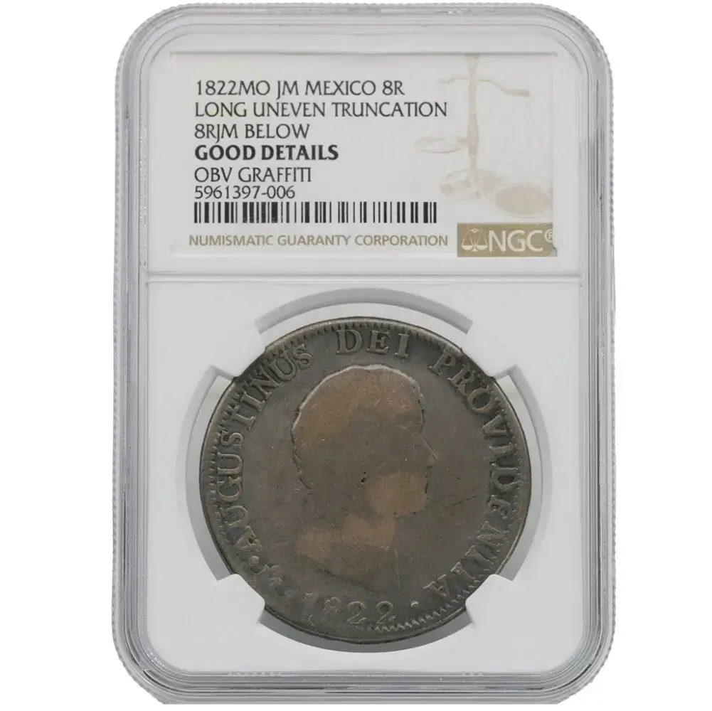 1822-MO|JM Mexico 8 Reales Long Truncation